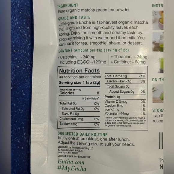 New - Encha Organic Latte Grade Japanese Matcha Green Tea From Uji, Japan (60g) - Picture 8 of 10